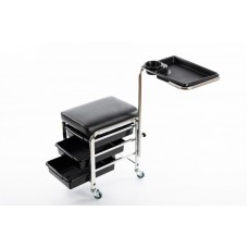Professional pedicure chair with a foot stand and shelves